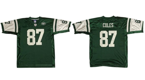 Men's New York Jets #87 Laveranues Coles Green Stitched Jersey